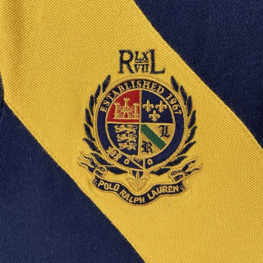 Polo Ralph Lauren Shirt Mens XL Rugby Big Pony Custom Slim Fit Crest Sash Patch